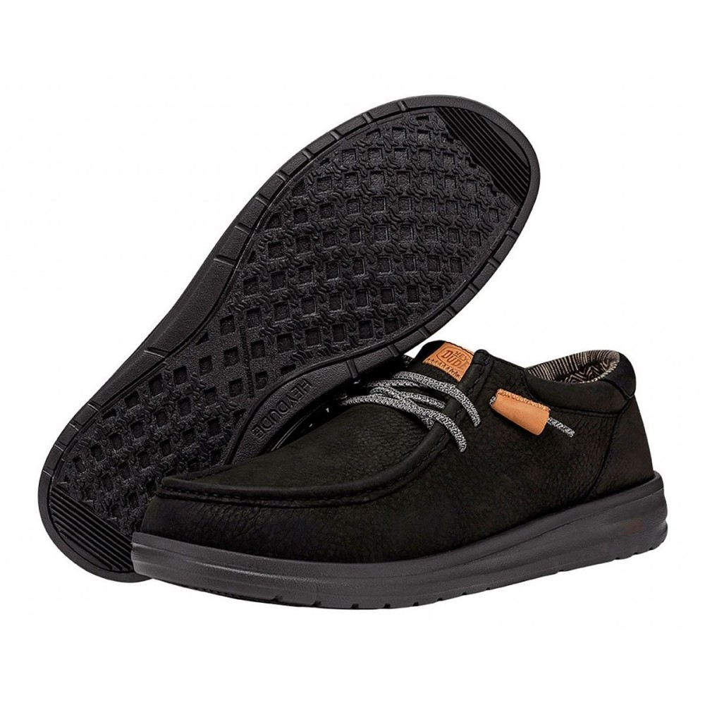 HEY DUDE WALLY GRIP CRAFT LEATHER BLACK