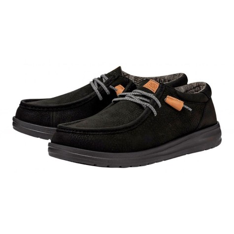 HEY DUDE WALLY GRIP CRAFT LEATHER BLACK