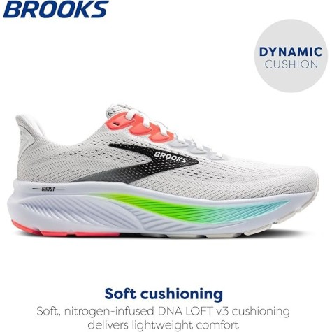 BROOKS GHOST 17 UOMO WHITE PINK CLAY GECKO