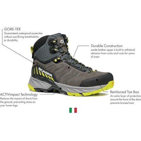 SCARPONCINO TREKKING UOMO SCARPA RUSH TRK GTX TITANIUM LIME